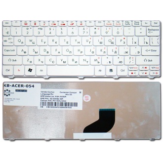 Клавиатура для ноутбука ACER Aspire One 521 522 532H 533 D255 D257 D260 D270 HAPPY HAPPY2 NAV50 NAV70 ZE6 ZE7, eMachines 350 355 / Packard Bell PAV70 PAV8 / Gateway LT21 WHITE RU