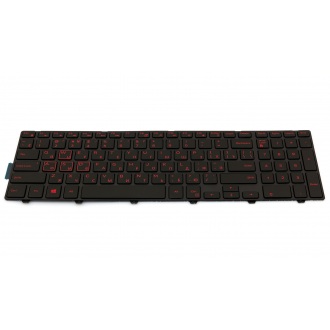 Клавиатура для ноутбука DELL Inspiron 15 3541 3542, 5542 5545 5547 5548 5551 5555 5558, 5748 5749 5755 5758 5759 Latitude 3550 Vostro 3546 BLACK FRAME BLACK RU с красными буквами BackLight