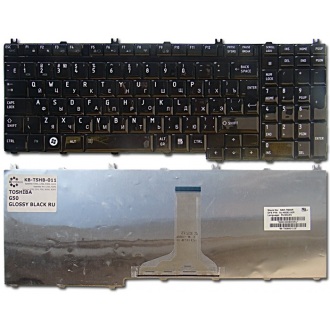 Клавиатура для ноутбука TOSHIBA Satellite A500 A505 A505D F501 L350 L355 L355D L500 L500D L505 L505D L510 L515 L550 L555 L555D P300 P305 P305D P500 P505, Qosmio G50 G55 F50 X300 X305 X500 X505 BLACK GLOSSY RU