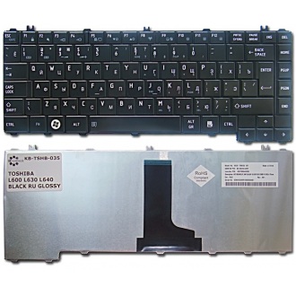 Клавиатура для ноутбука TOSHIBA Satellite C600 C605 C640 C645 L600 L605 L630 L635 L640 L645 L700 L730 L735 L740 L745 BLACK GLOSSY RU