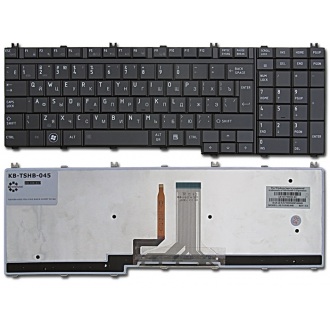 Клавиатура для ноутбука TOSHIBA Satellite A500 A505 A505D F501 L350 L355 L355D L500 L500D L505 L505D L510 L515 L550 L555 L555D P300 P305 P305D P500 P505, Qosmio G50 G55 F50 X300 X305 X500 X505 BLACK GLOSSY RU BackLight
