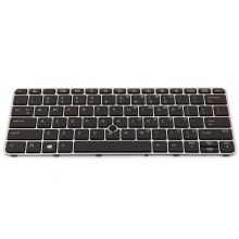 Клавиатура для ноутбука HP EliteBook 725 G3 725 G4 820 G3 820 G4 828 G3 828 G4 SILVER FRAME BLACK US BackLight (с поинтстиком)