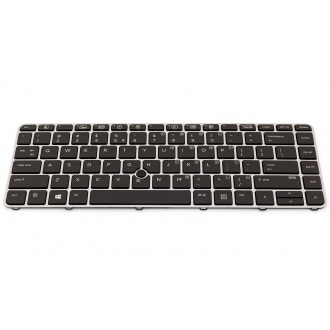 Клавіатура для ноутбука HP EliteBook 745 G3 745 G4 840 G3 840 G4 848 G3 848 G4 SILVER FRAME BLACK US BackLight (з пойнтстіком)