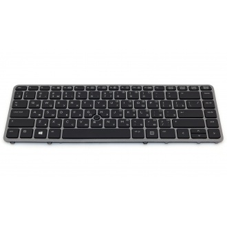 Клавіатура для ноутбука HP EliteBook 740 G1 740 G2 745 G1 745 G2 750 G1 750 G2 755 G1 755 G2 840 G1 840 G2 850 G1 850 G2, ZBook 14 G2 SILVER FRAME BLACK RU BackLight (з пойнтстіком)