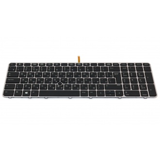 Клавиатура для ноутбука HP EliteBook 755 G3 755 G4 850 G3 850 G4 ZBook 15u G3 15u G4 SILVER FRAME BLACK RU BackLight (с поинтстиком)